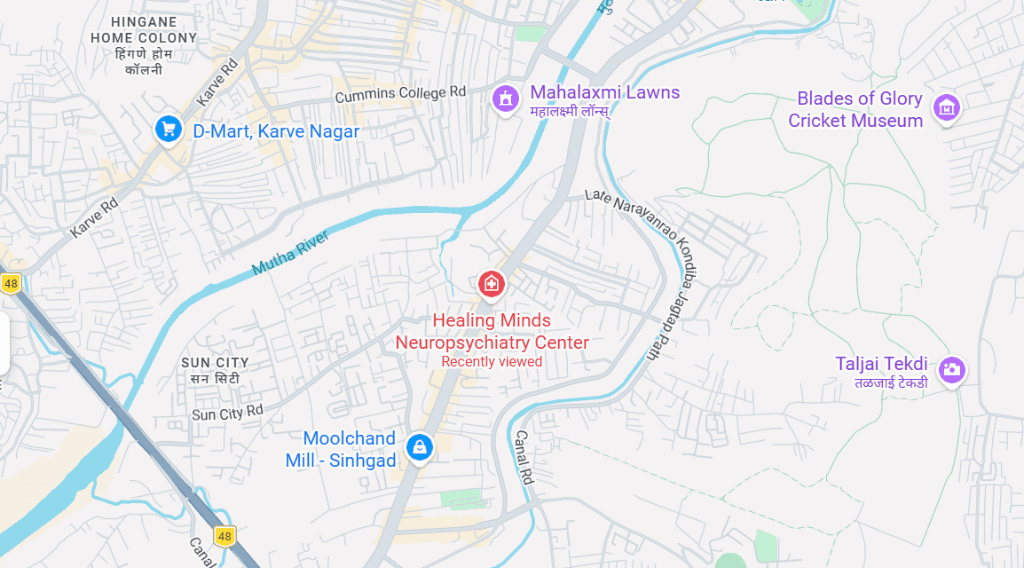 Map showing location of Healing Minds Neuropsychiatry Center